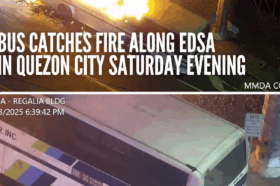 Bus catches fire along Edsa in Quezon City Saturday evening